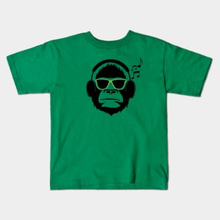 Jamming Gorilla- Green Kids T-Shirt